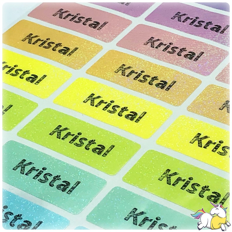 Glitter Waterproof Name Stickers Daycare Labels Personalized Etsy