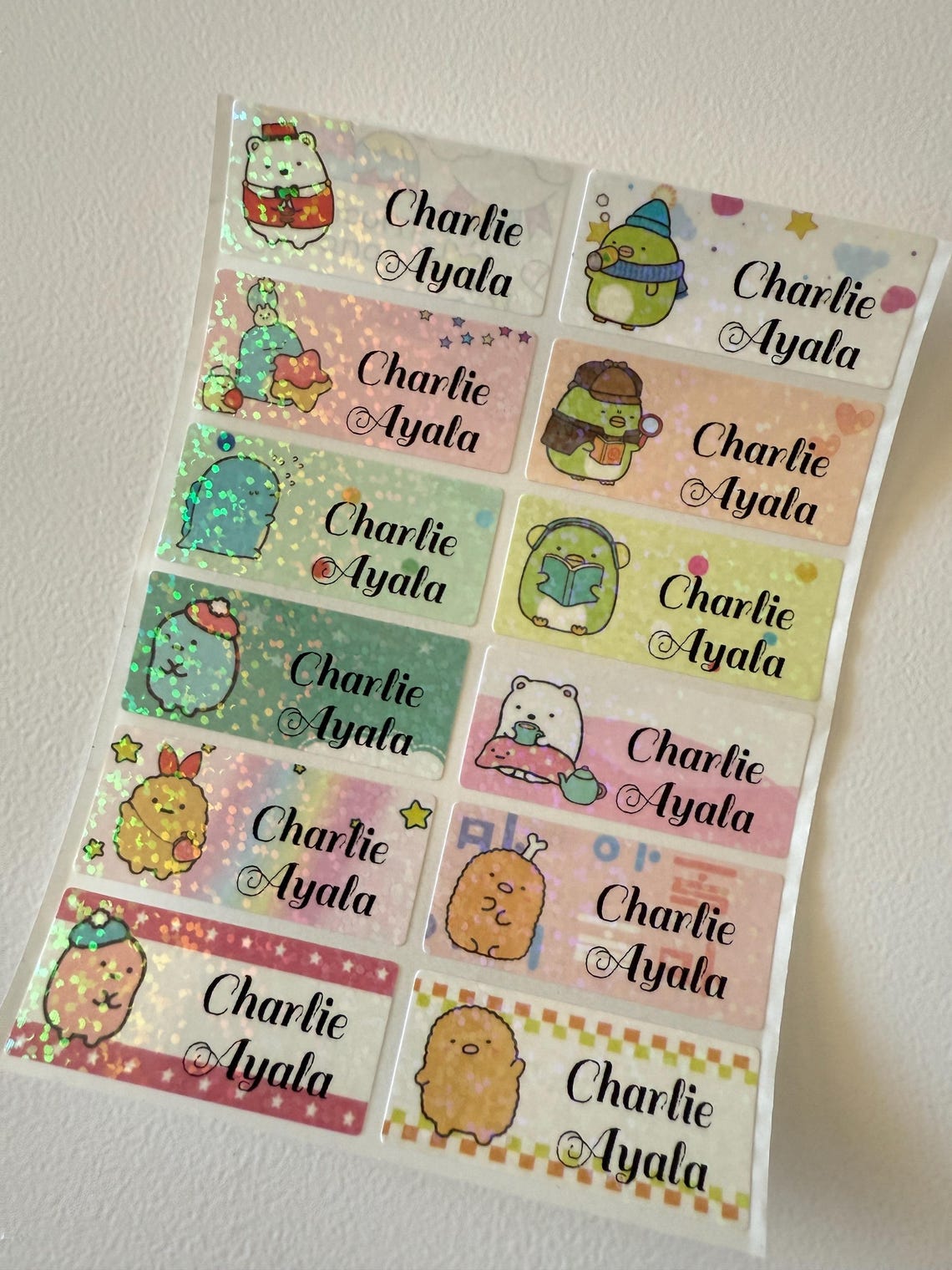 Personalized School Stickers and Labels - Glitter Waterproof Name ...