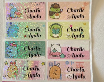 Personalized School Stickers and Labels - Glitter Waterproof Name Stickers for Daycare, Back to School, Custom Name Labels
