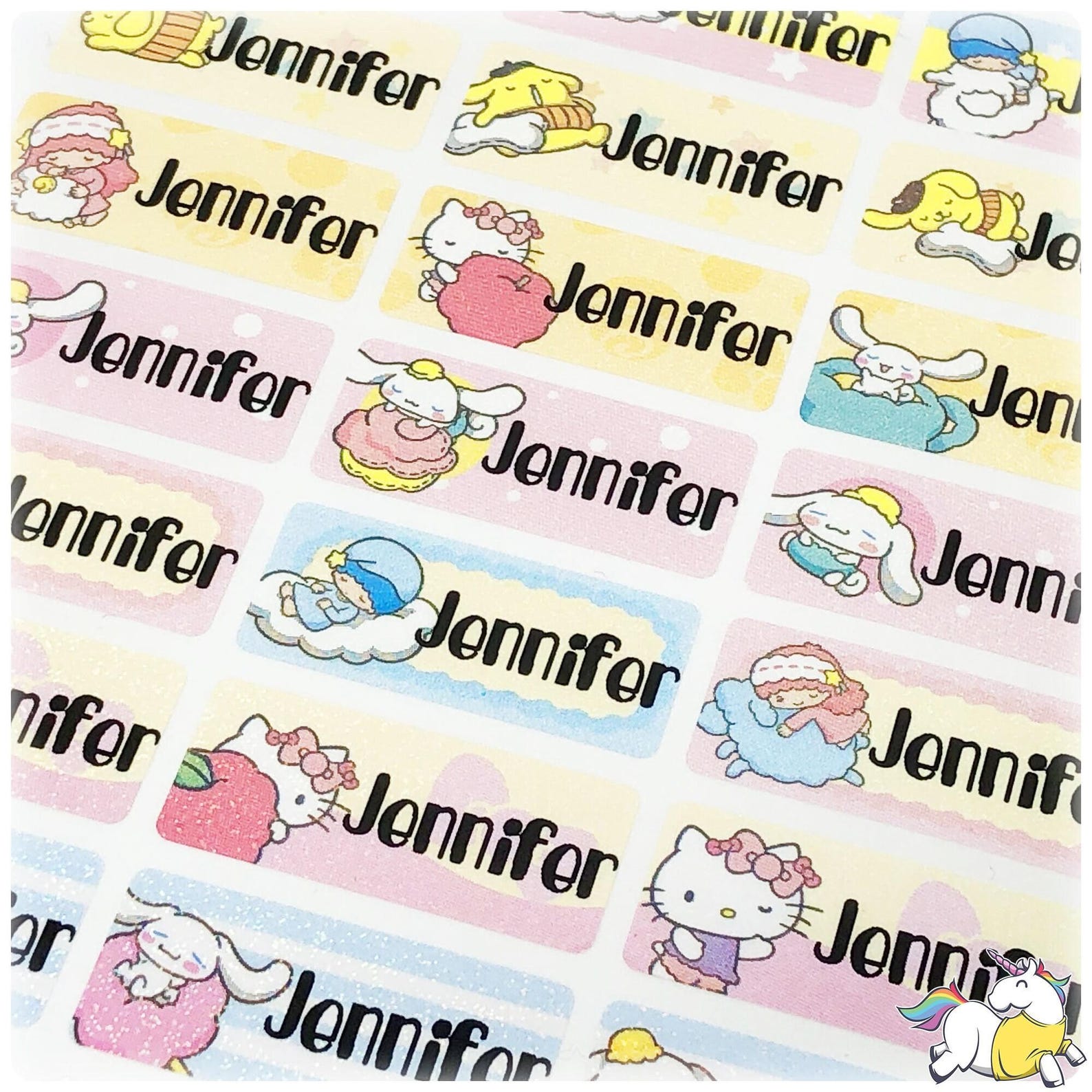 Zei Sticker Name Personalized School Stickers and Labels - Glitter Waterproof Name ...