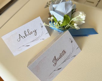 Tarjeta de lugar de mesa de boda con lámina real de 8,9 x 5 cm (plegada), ideal para bodas, cenas y banquetes.