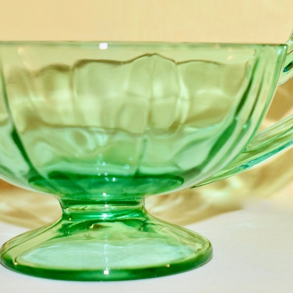 Green depression glass Creamer, blue-green depression glass, green glassware, green glass creamer, depression glass