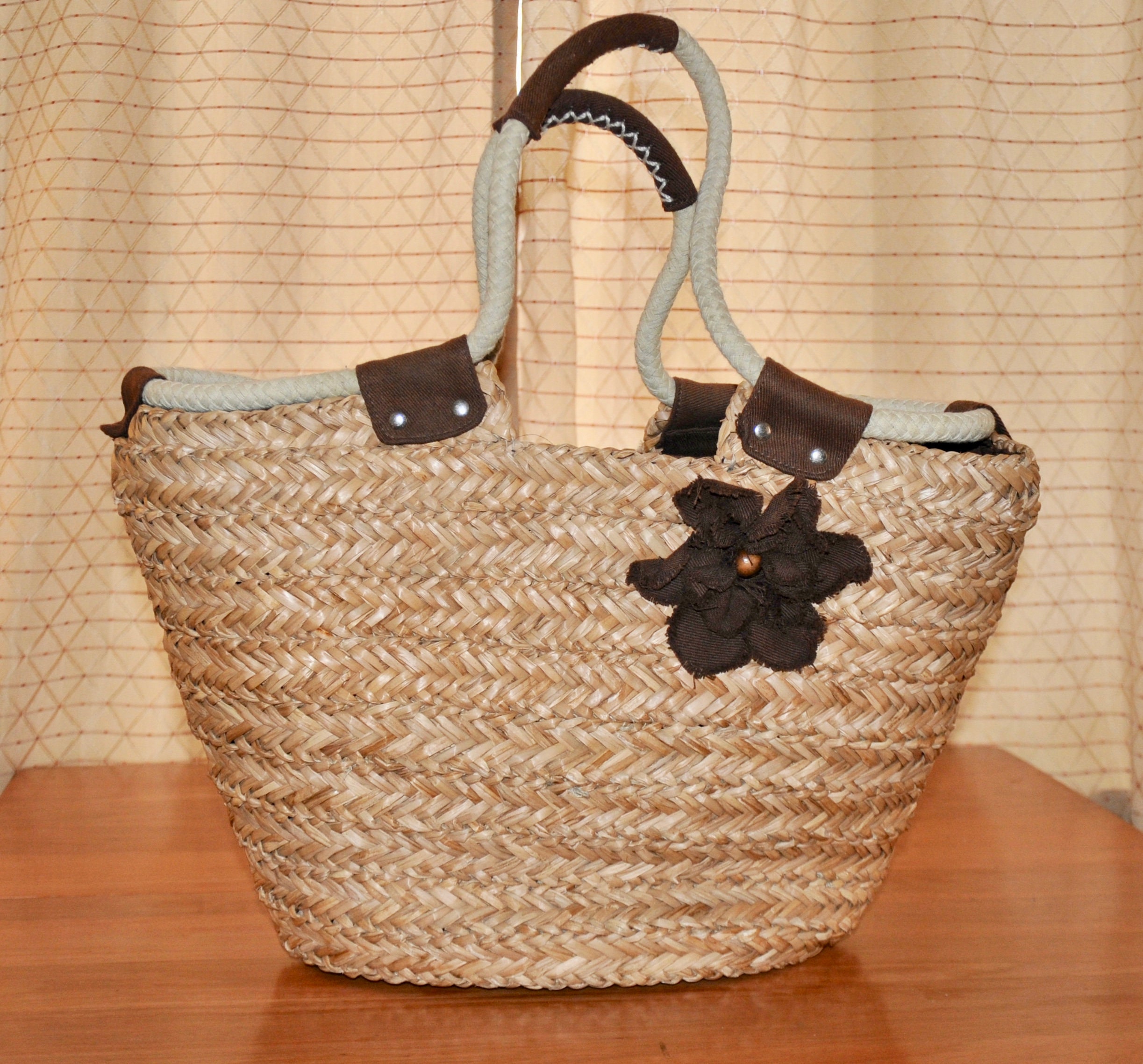 Large Straw Bag With Handles Large Tote Basket Bag With Rope 