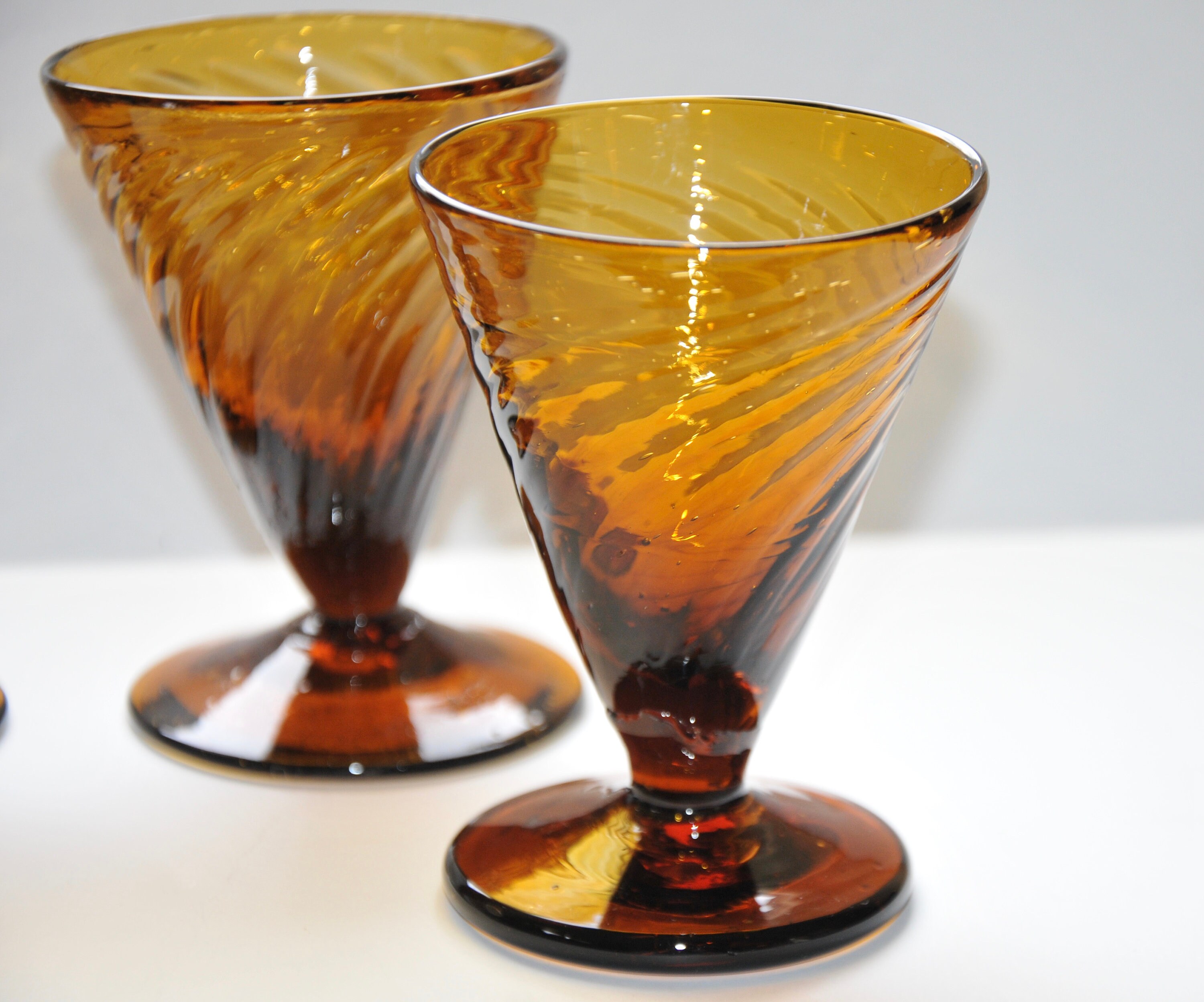 Set of 4 Handblown Amber Glasses Amber Wine Glasses Vintage Etsy UK