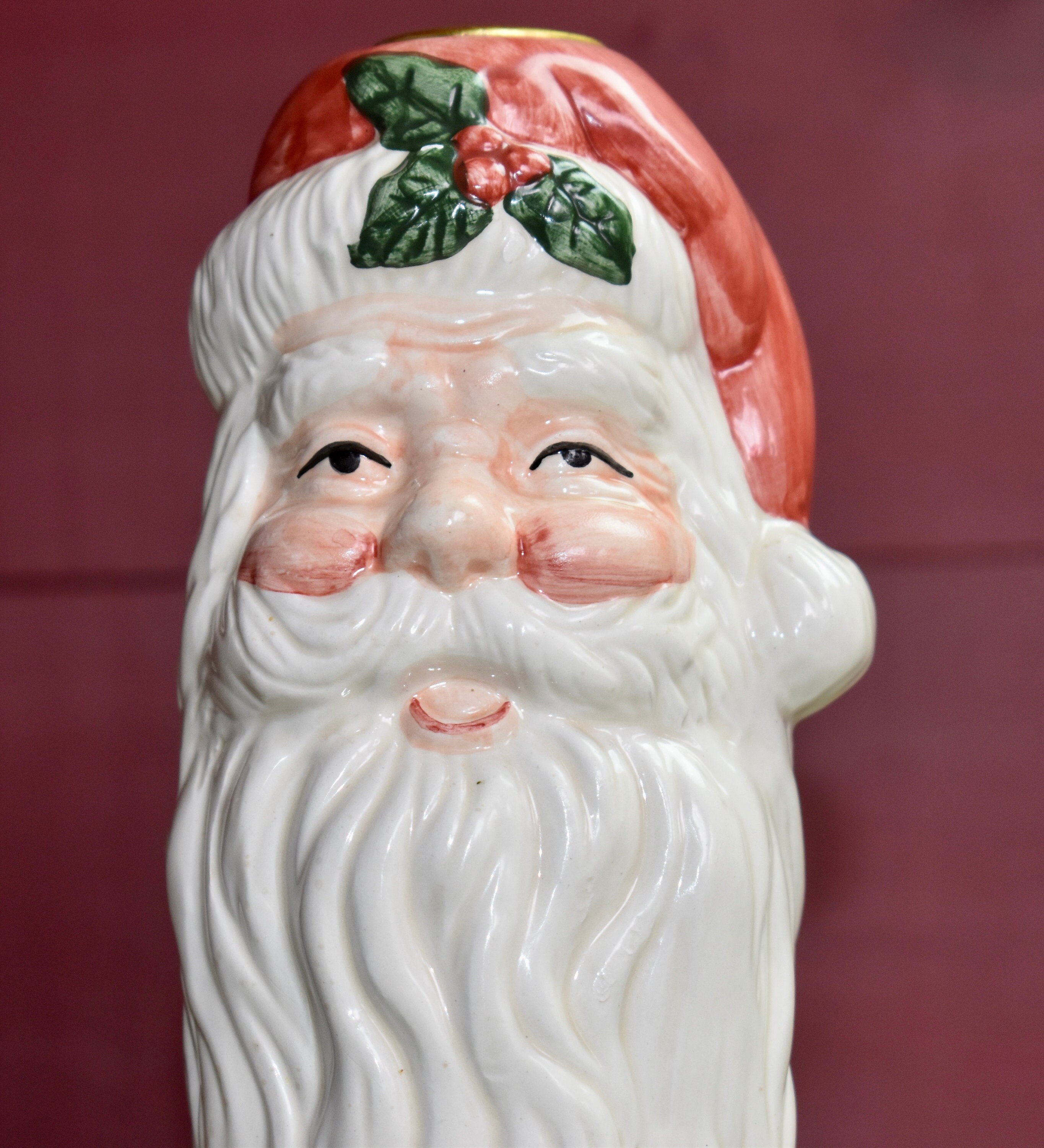 Vintage Santa Candle Holder Holiday Candle Holder Tall Santa Etsy