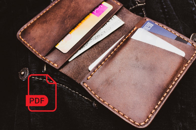 Pattern Leather Compact Card Wallet / Set in Four Options for Etsy