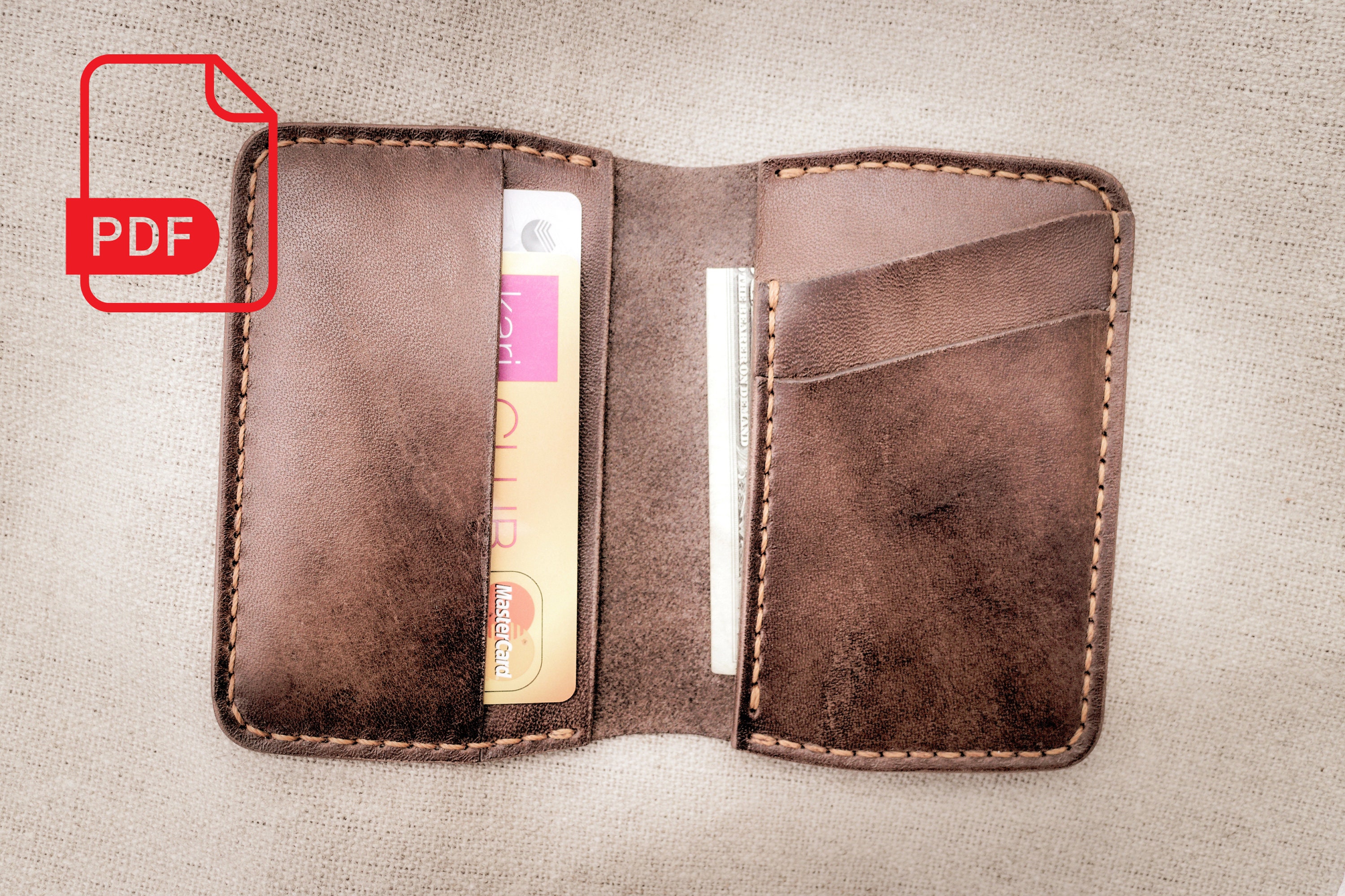 Pattern Leather Compact Card Wallet / Set in Four Options for Etsy