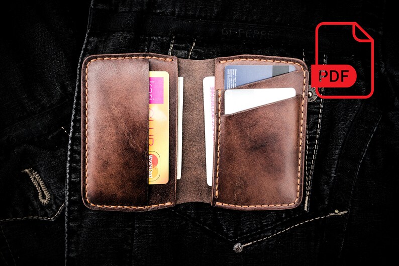 Pattern Leather Compact Card Wallet / Set in Four Options for Etsy