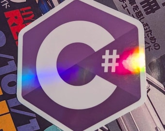 Pegatina laminada resistente a la intemperie con el logotipo de C# Scripting: programador, desarrollador de juegos, desarrollador, codificador, codificación