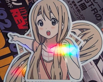 Pegatina laminada resistente a la intemperie Mugi Pointing - JDM, Tuner, drift, anime, K-On!