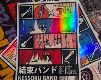 Pegatina laminada resistente a la intemperie de la banda Kessoku Bocchi the Rock! - Anime, Música, Hitori Goto