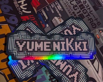 Pegatina laminada resistente a la intemperie con el logotipo de Yume Nikki - Juegos, Terror, Madotsuki, Diario de sueños