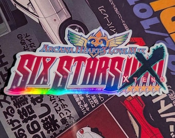 Pegatina laminada resistente a la intemperie con el logotipo de Arcana Heart 3 Love Max Six Stars Xtend - FGC, anime, Arcana Heart