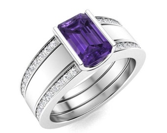 Vintage Art Deco Sterling Silver Amethyst Ring: Handmade Gemstone Jewelry