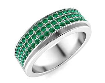 Emerald Gemstone man Ring in 925 Sterling Silver Statement Ring Handmade Silver Ring AAA Quality Emerald Ring Personalized Wedding Ring