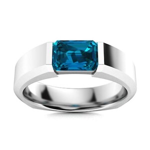 Handmade London Blue Topaz Ring: 925 Sterling Silver Art Deco Ring