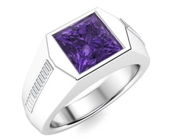 Vintage Art Deco Sterling Silver Amethyst Ring - Handmade
