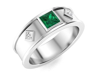 Emerald Gemstone man Ring in 925 Sterling Silver Statement Ring Handmade Silver Ring AAA Quality Emerald Ring Personalized Wedding Ring