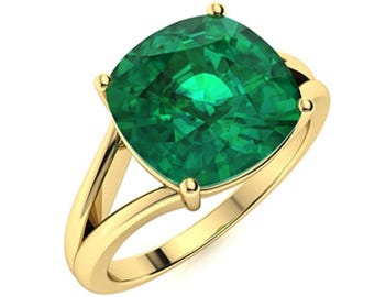 Art Deco Emerald Ring: 18k Gold Vintage Inspired Wedding Ring