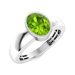 Natural AAA Peridot Gemstone Ring, 925 Sterling Silver Ring, AAA Quality Peridot Ring, Handmade Silver Men Ring, Wedding Ring, 14k Gold over