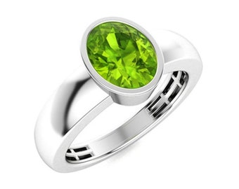 Natural AAA Peridot Gemstone Ring, 925 Sterling Silver Ring, AAA Quality Peridot Ring, Handmade Silver Men Ring, Wedding Ring, 14k Gold over