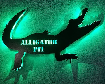 LED Alligator Wall Sign: Custom Man Cave Decor