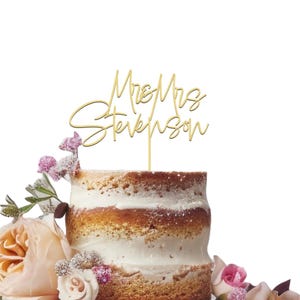 Vintage Wedding Cake Topper, Custom Mr. & Mrs. cake decorations, Calligraphy handwritten cake topper, Wood Wording cake top