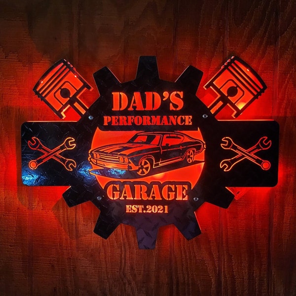 Personalized LED Classic Muscle Car Garage Sign, Custom Car Sign, Gift For Boyfriend, Gift Father, Handmade Gift Dad