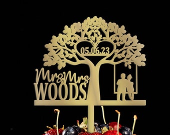 Custom Wedding Cake Topper: Handmade Wooden Tree Design