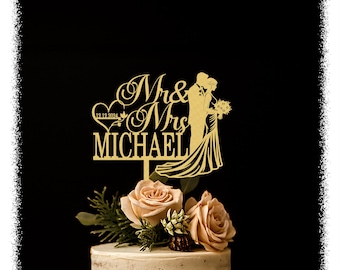 Wedding Cake Toppers: Personalized Bride & Groom custom anniversary Cake decoration