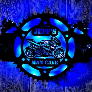 Custom Motorcycle LED Sign: Sport Bike Garage Decor