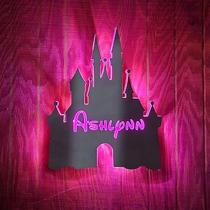 Princess Castle Led Lighted sign, Personalized Kids  lighted Castle, Girls Cute room Decor, Nursery Wall decor,Girls bedroom Nightlight