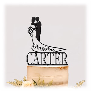 Personalized Wedding Cake Topper: Bride & Groom custom anniversary toppers