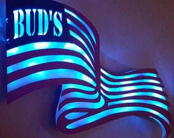 Custom Led 3D American Flag Sign, Gift for Christmas, Perfect Porch, Bar, Cave Sign