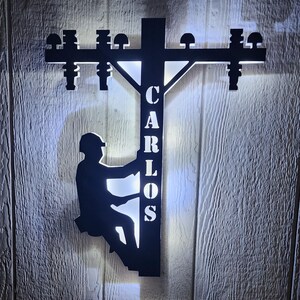Handmade Lineman LED Wall Sign: Lineman Gift image 5