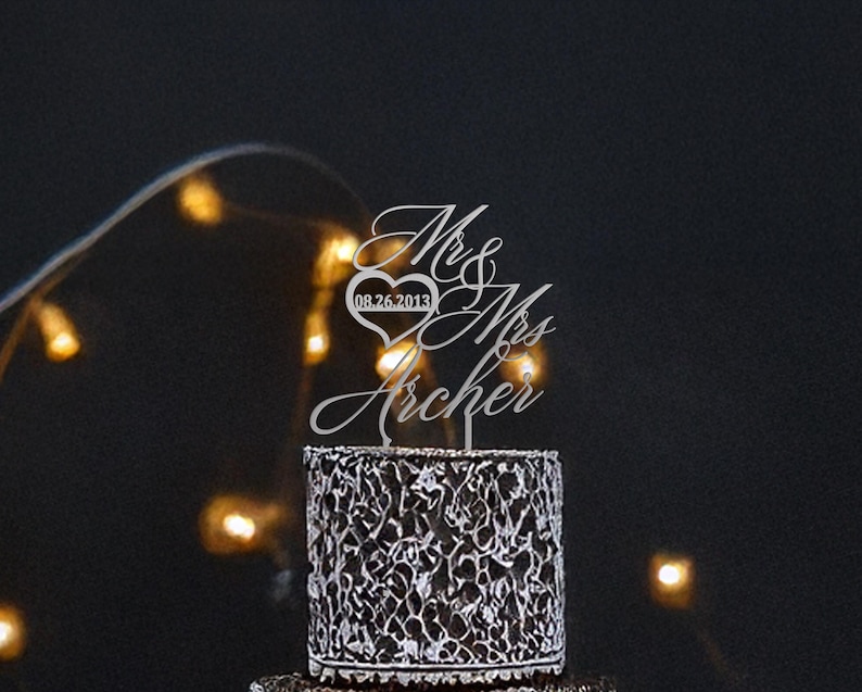 Cake Topper Inscription Sample Personalized Script Wedding Cake Topper: Anniversary Keepsake - Etsy