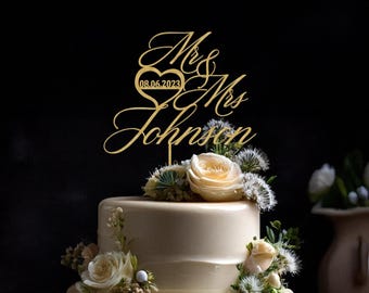 Personalized Script Wedding Cake Topper: Anniversary Keepsake