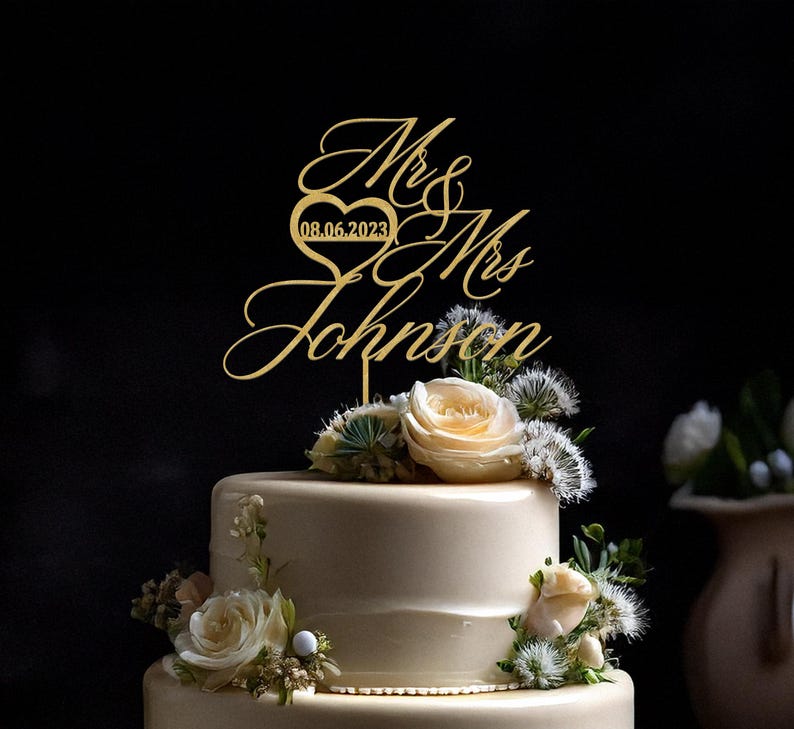 Johnson Cake Topper Personalized Script Wedding Cake Topper: Anniversary Keepsake - Etsy