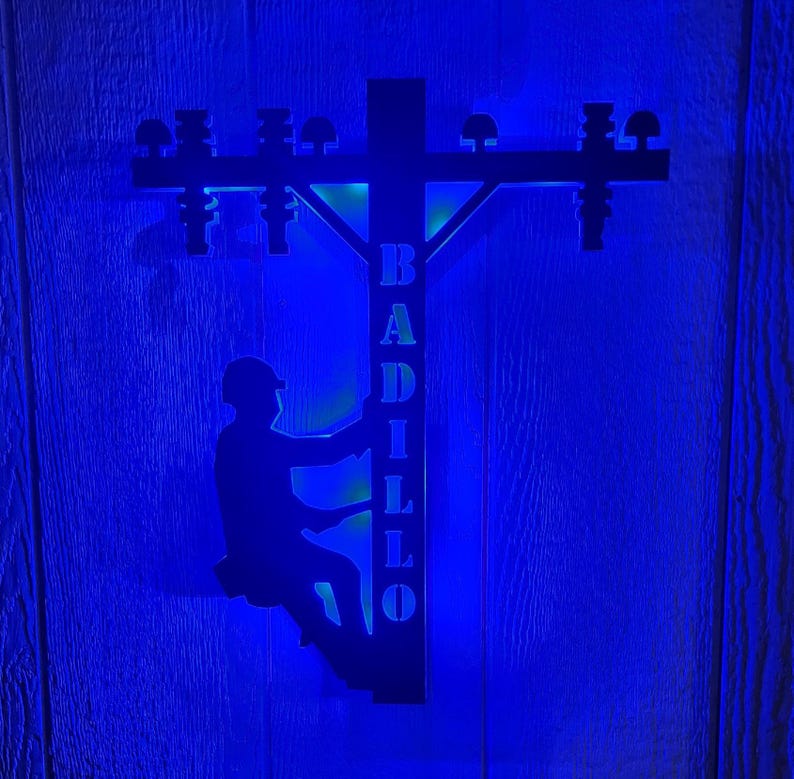 Handmade Lineman LED Wall Sign: Lineman Gift image 4