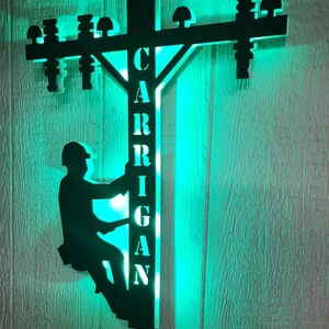 Handmade Lineman LED Wall Sign: Lineman Gift image 7