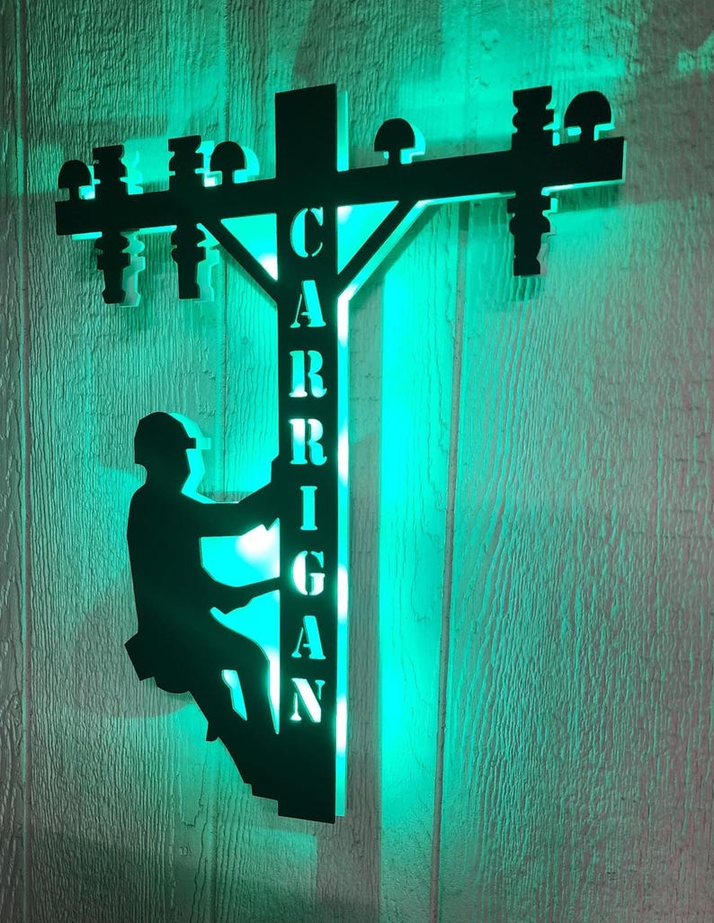Handmade Lineman LED Wall Sign: Lineman Gift image 7
