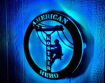 Custom Lineman LED Sign : Personalized Lineman gift