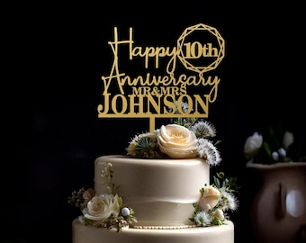 Custom Anniversary Cake Topper, Gold Wedding Anniversary