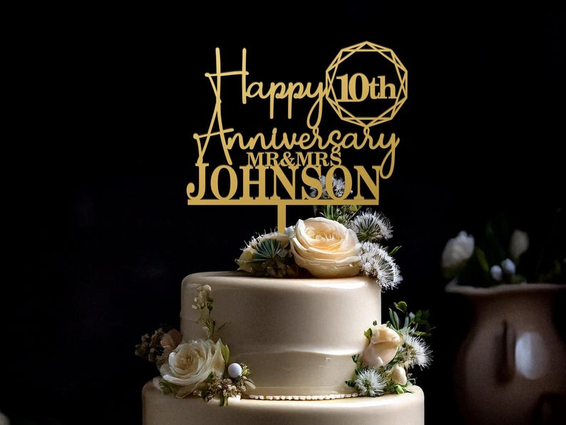Johnson Cake Topper Custom Anniversary Cake Topper, Gold Wedding Anniversary - Etsy