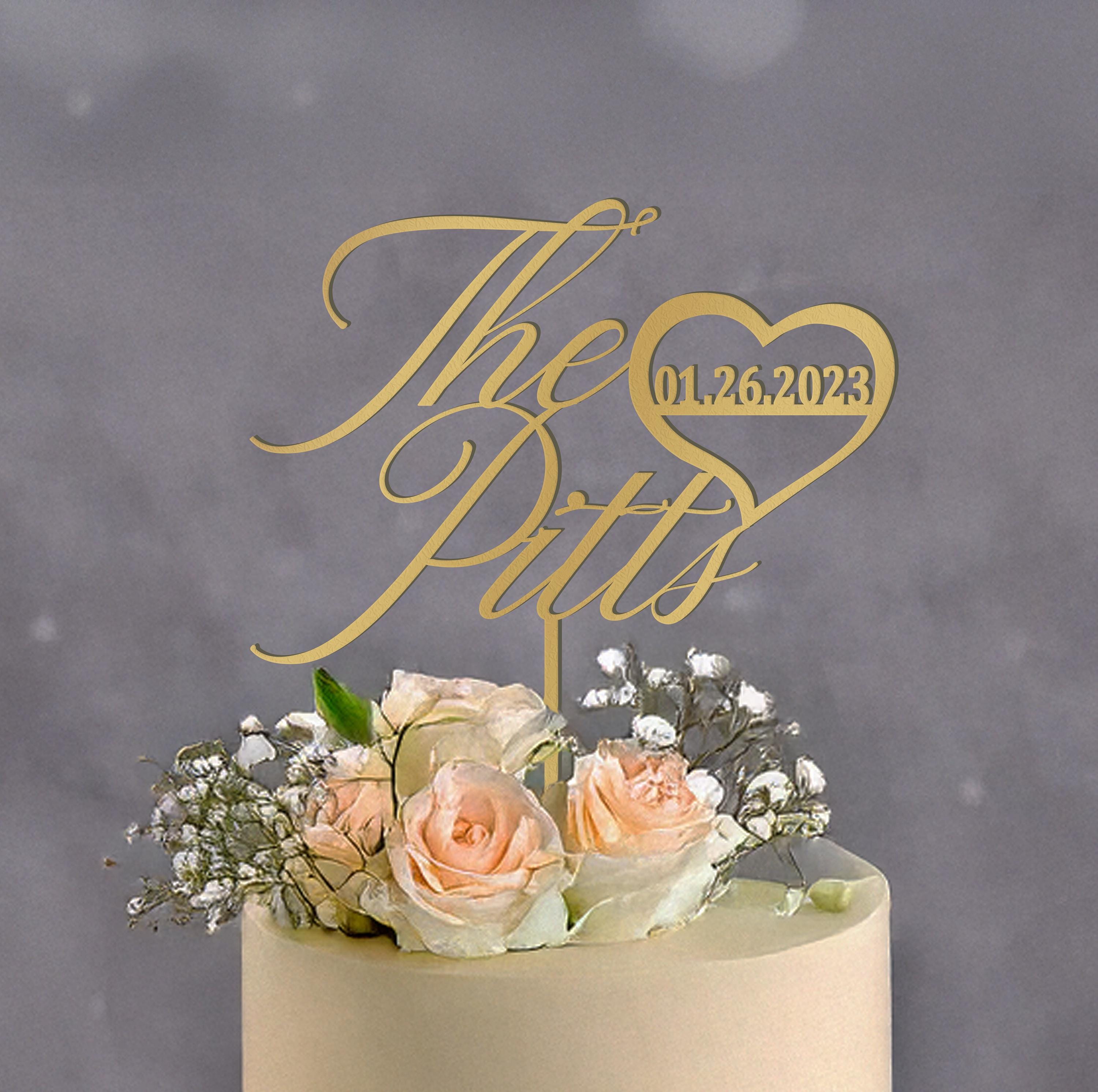 Cake Topper Inscription Sample Personalized Script Wedding Cake Topper: Anniversary Keepsake - Etsy