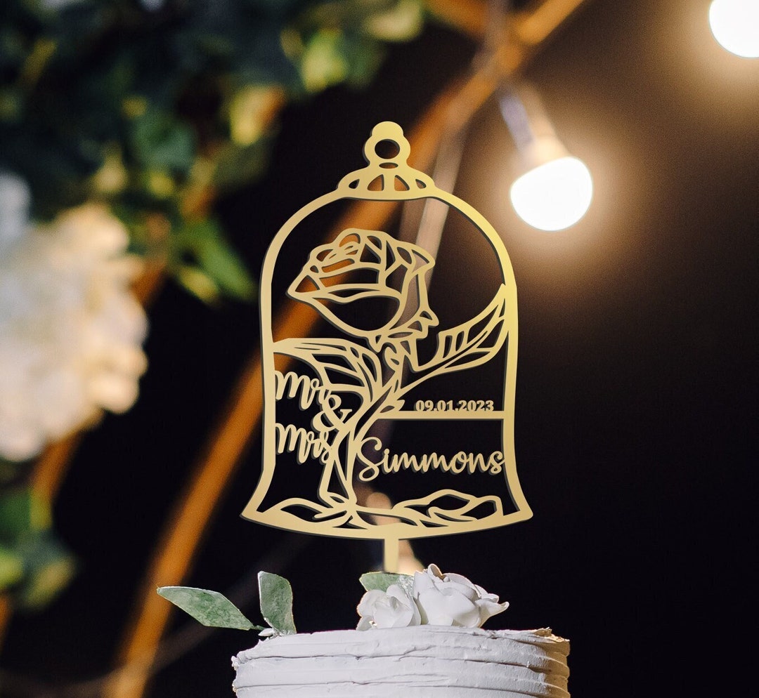 Rose Last Name Cake Topper Mr and Mr Cake Topper for Wedding, Themed