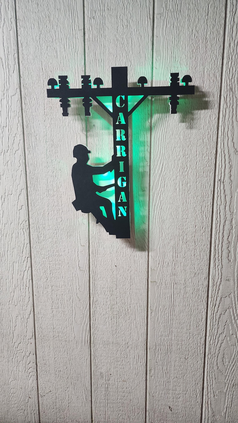 Handmade Lineman LED Wall Sign: Lineman Gift image 8