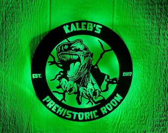 T-rex Jurassic Park Personalized Sign, Custom Dinosaur Night Light
