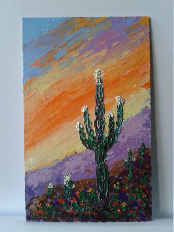 Sonoran Desert Original Oil PaintingSaguaro PaintingArizona | Etsy