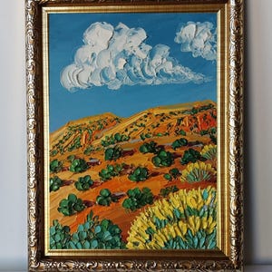 Chamisa New Mexico Desert Art New Mexico Landscape Oil Painting Original Southwest Desert Wall Art Mesa Landscape Gift Art Impasto 5x7 in